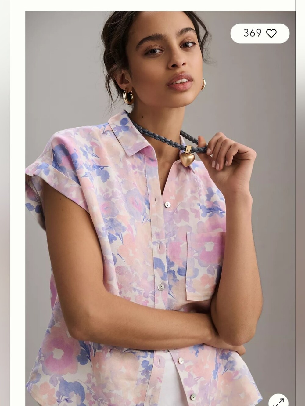 NWT Anthropologie Cloth & Stone Surf Floral Button-Down Shirt